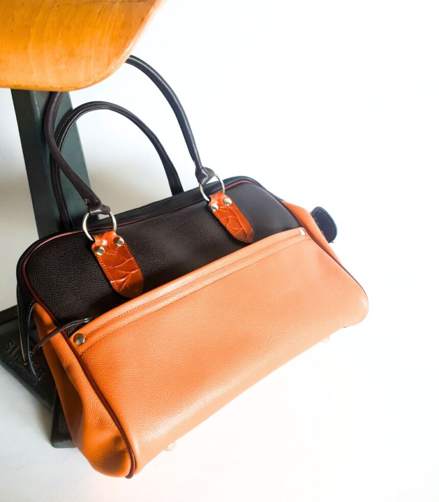 Grand sac ?� main artisanal cuir MINI M'ARTY NOIR, BEIGE ET FAUVE - Maela Cr?�ations