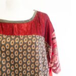 Tunique large, oversize, T-shirt large orange, rouge et taupe. tunique large esprit kimono, vêtement de créateur. mode artisanale Pièces unique et artisanale, maela créations, Audierne, Finistère, Bretagne.