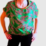 T-shirt pour femme. Fabrication artisanal en tissus haute couture upcyclé. Haut femme original. Classique incontournable. top coloré femme "Nina"