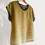 T-shirt en soie pour femme. Fabrication artisanal en tissus haute couture upcyclé. Haut femme original. Classique incontournable. top en soie coloré "Nina"