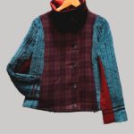 veste colorée en laine, modèle Adèle Bordeaux, Turquoise, Rouille. Fabrication artisanale à Audierne, Finistère Bretagne.