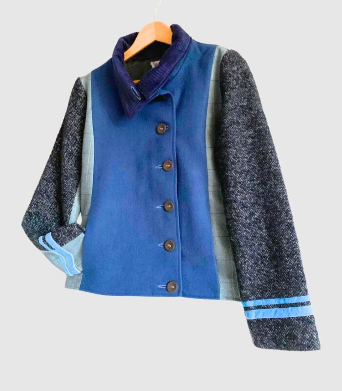 veste originale et colorée veste en laine, veste courte, veste chaude, coupe vent laine. Fabrication artisanale à Audierne, Finistère Bretagne.