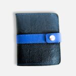 Porte-cartes en cuir bleu nuit, bleu électrique et camaïeu gris et bleus, porte-carte original, porte-carte compact, porte carte artisanal, maroquinerie fait main à Audierne (29)