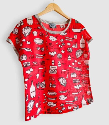 T-shirt artisanal pour femme "Nina", haut coupe classique et élégante fabriqué en France à Audierne (29)
