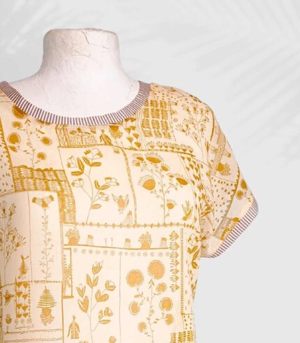 T-shirt artisanal pour femme "Nina", haut coupe classique et élégante fabriqué en France à Audierne (29)
