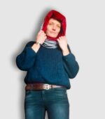 Capuche amovible, création artisanale à l'atelier Maela créations à Audierne, Finistere. Accessoire femme original; Accessoire hiver, capuche fourré, fausse fourre rouge