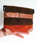 Petit sac bandoulière artisanal Modèle Ito. Petit sac cuir fait main à Audierne, Finistère Bretagne. Petit sac femme. Petit sac cuir rouille, sac beige Maela créations